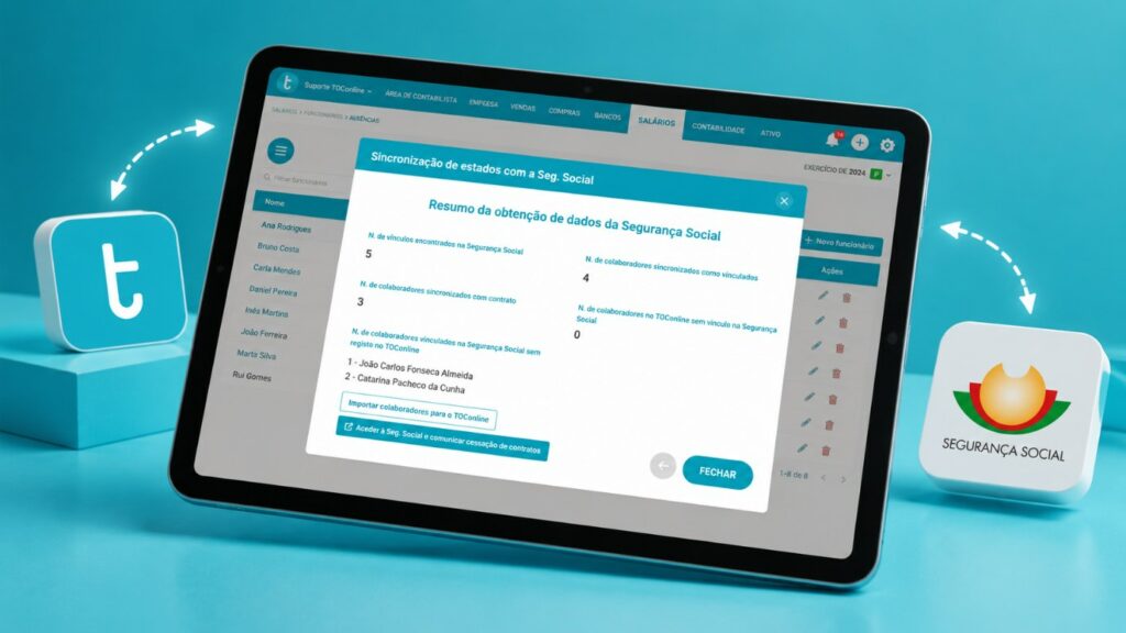 Sincronização dos trabalhadores entre o TOConline e a Segurança Social (imagem: TOConline)